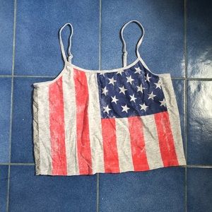American Flag Patriotic Crop Tank Top- Forever 21